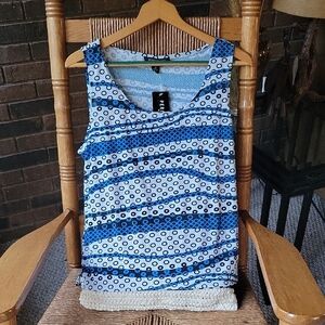 Perceptions New York, tank, blue/black, geometric, size 18